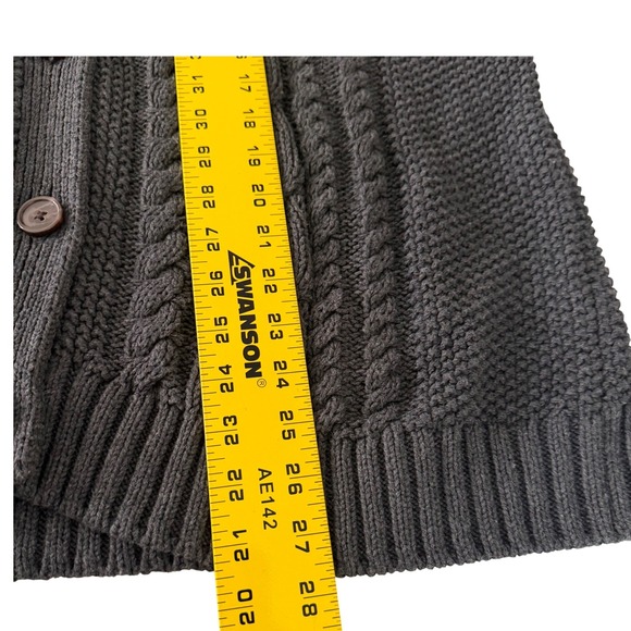 QUINCE Organic Cotton Cable Knit Cardigan Charcoal Chunky Classic Women's S - Picture 8 of 9